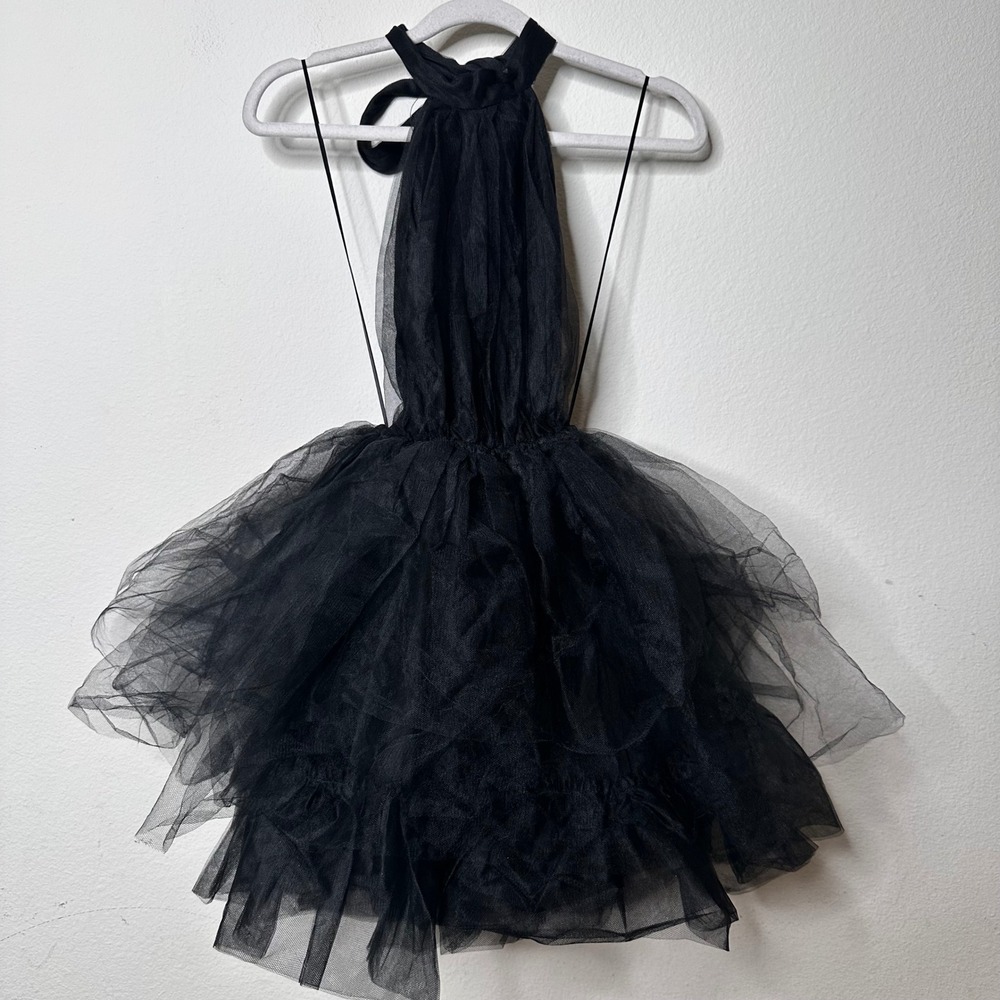 Klesis Black Tulle Halter Tutu Mini Dress NWT Size Small Open Back Whimsigoth